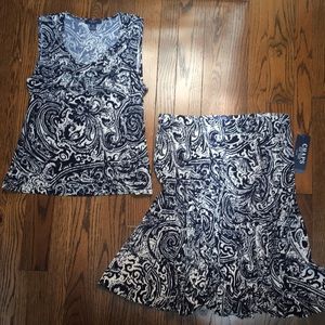 CHAPS Matching Navy/White Tank and Skirt. New!